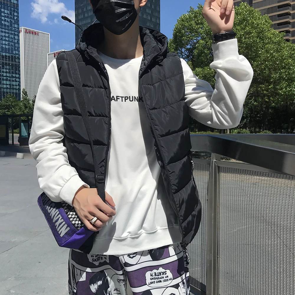 Мужская жилетка с капюшоном новинка 2019 осенняя зимняя теплая без рукавов мужская