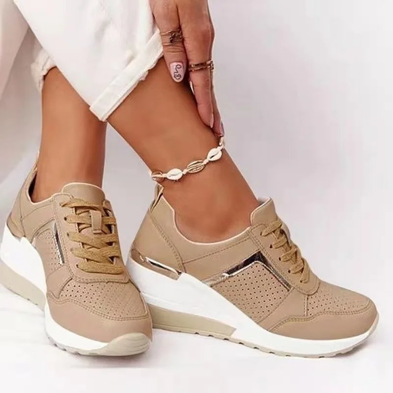 

2021 Leopard Lace Up Women's Vulcanized Shoes Platform Sports Breathable Women's Shoes