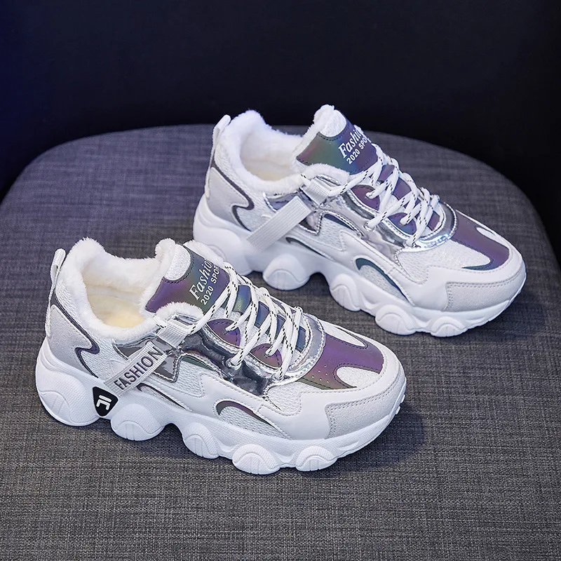 

Woman Snow Boots 2020 Winter Shoes Warm Short Plush Fashion Riband Womens Sneakers Zapatillas Mujer Black Sneakers