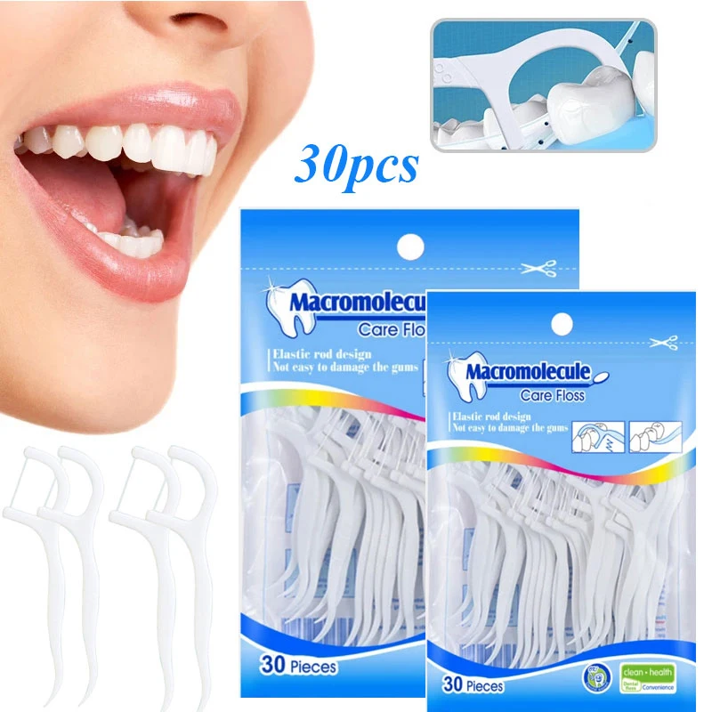 

30PCS Dental Floss Flosser Picks Toothpicks Teeth Stick Tooth Cleaning Tools Interdental Dental Floss Pick Oral Hygiene Care