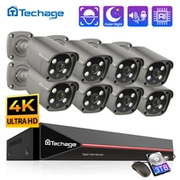 techage 4k security camera system ultra hd 8mp poe nvr two way audio face detect color night vision cctv video surveillance set