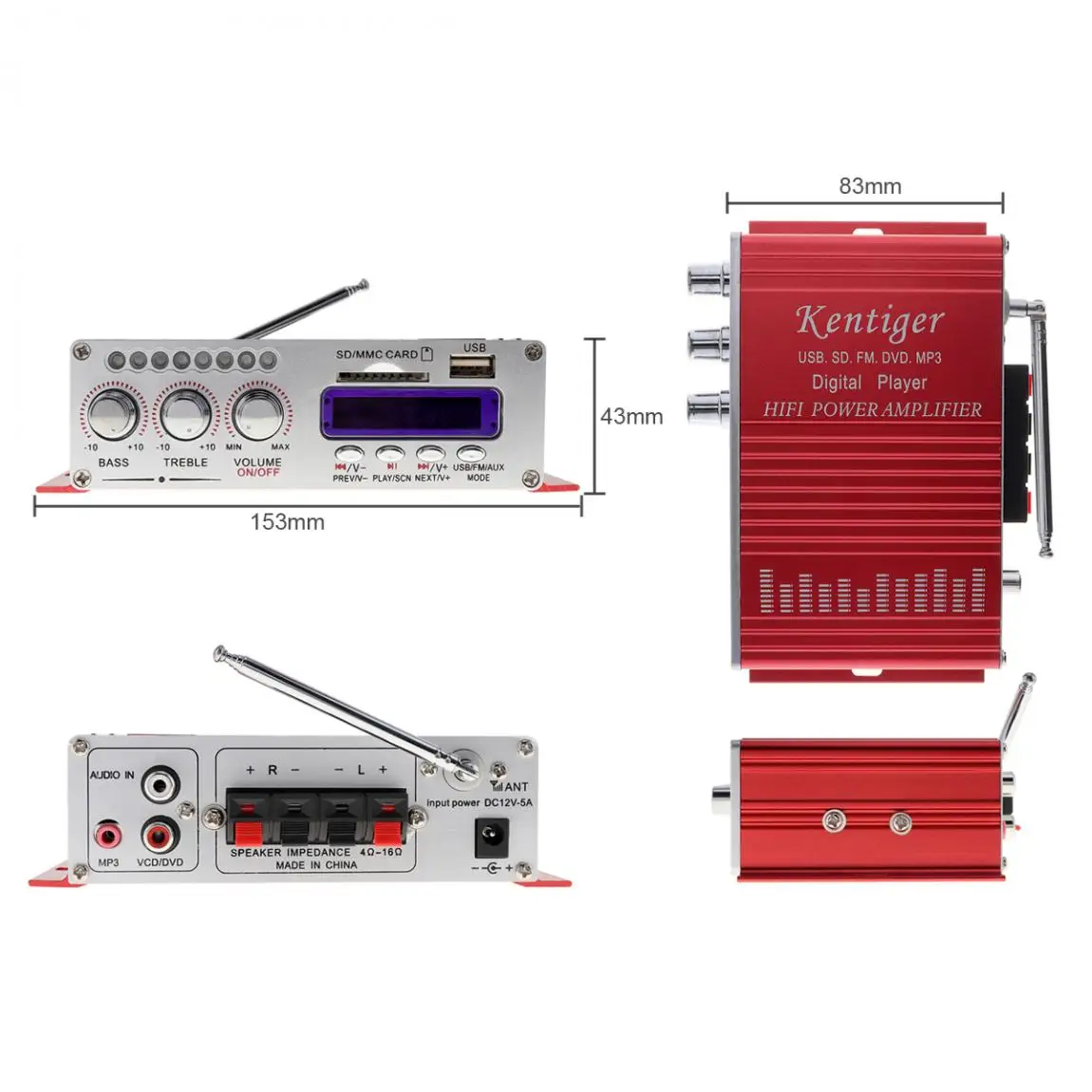 HY-502 2CH Hi-Fi цифровой аудио плеер Автомобильный усилитель fm-радио стерео Поддержка