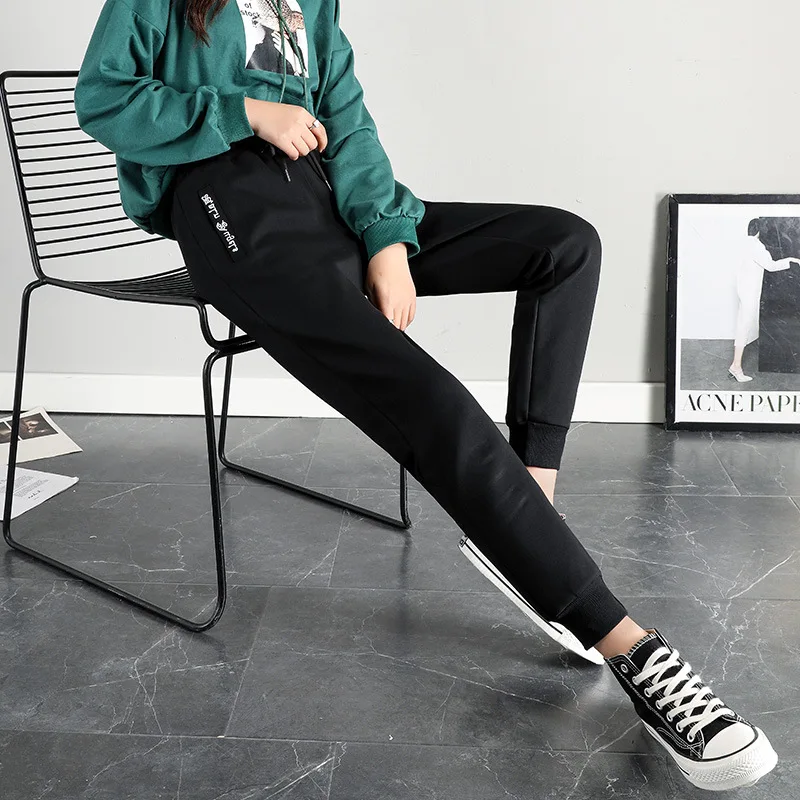 

Women Cotton Baggy Sweatpants Pockets Joggers Cuff Harem Pants Elastic High Waist Workout Sports Running Trousers Streetwear