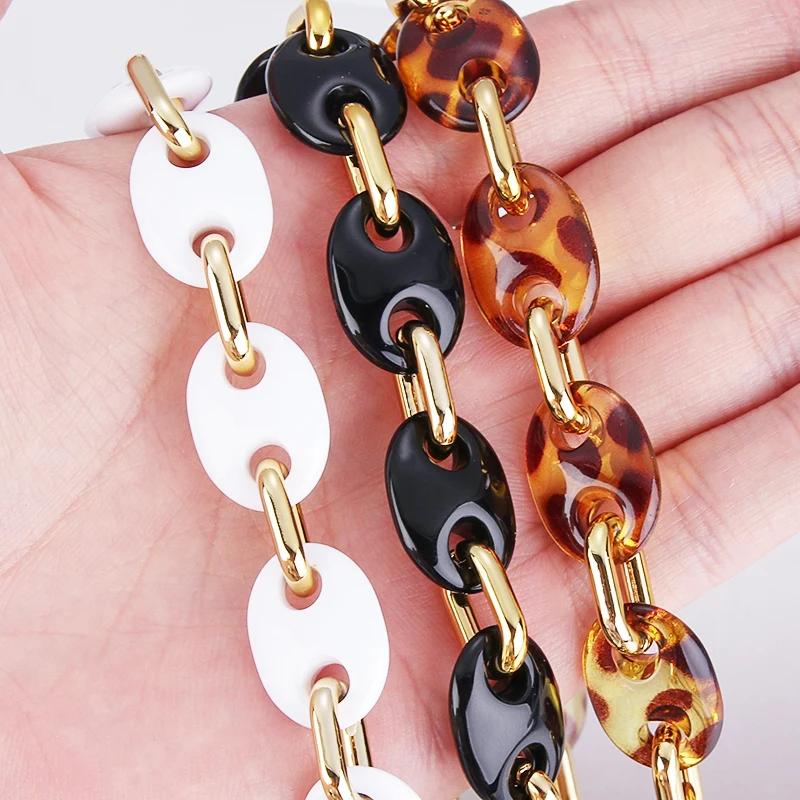 

SAUVOO 1 Meter Pig Nose Acrylic Resin Chain Hand Made Coffee Bean Chains Necklace Bracelets For Fashion Jewelry Wholesale