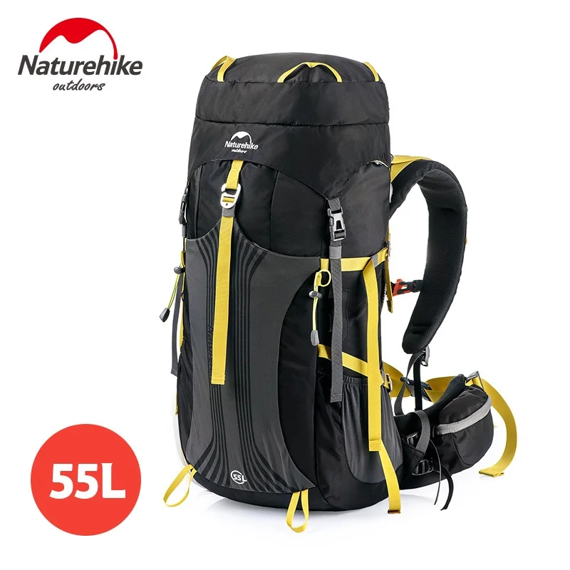 Naturehike Заводской магазин 45л 55Л 65л Открытый Дорожный Рюкзак Профессиональная походная сумка с подвесной системой походные рюкзаки рюкзак - Цвет: 55L Black