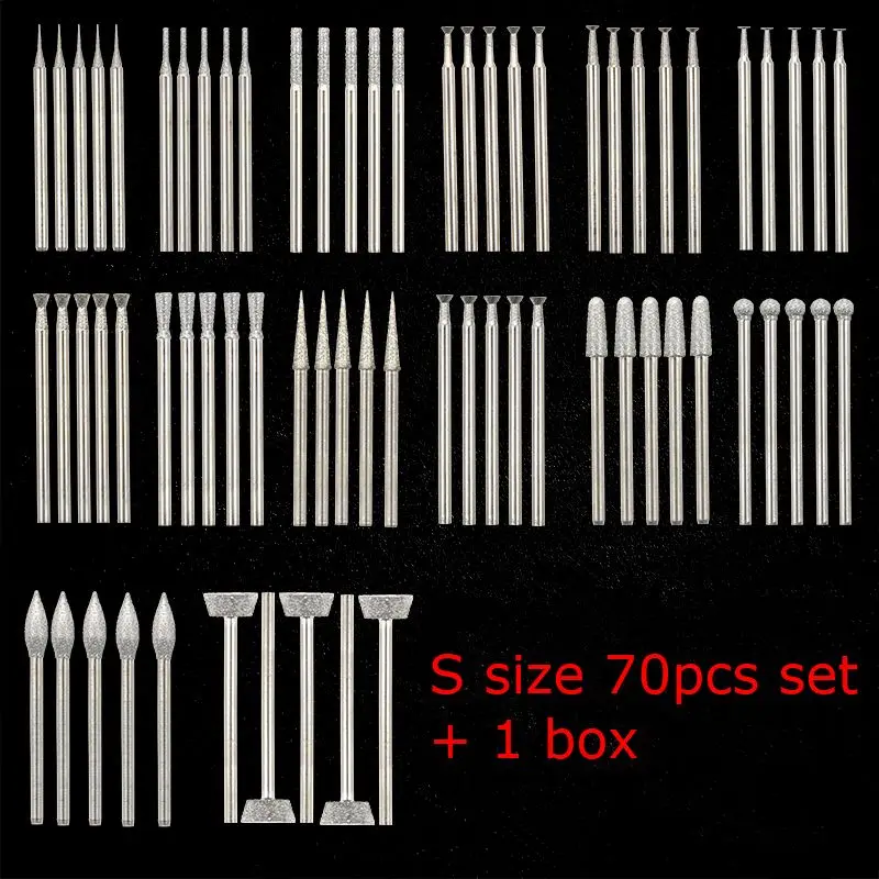 

70pcs 75pcs Jade Carving Set Stone Carving Grinding Needle Electric Mill Rotary Burrs Peeling Polishing Diamond Grinding Heads