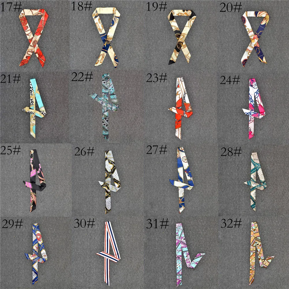 New Silk Small Women Fashion Scarf Hair Band Bags Handle Decoration Tie Multifunction Hand Ribbon Scarf Multifunctional