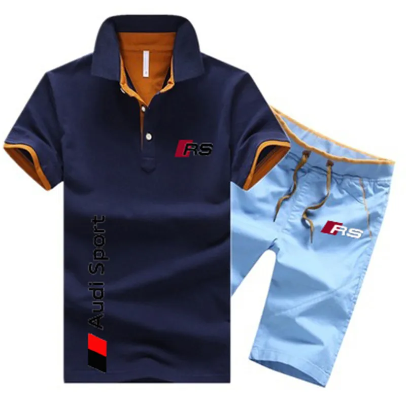 

New Summer Fashion Brand Men's Polo Shirt Shirt Shorts RS Breathable Cool Leisure Sports Outdoor Two-Piece Sets
