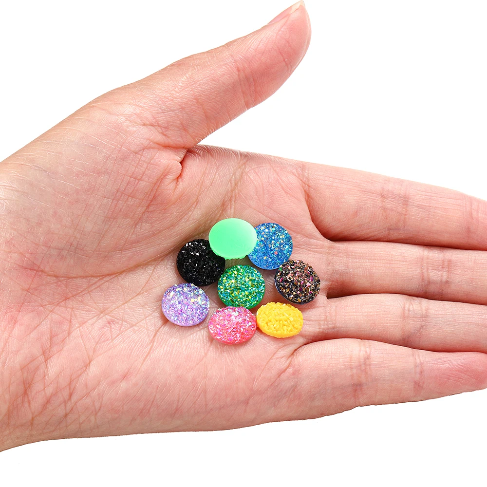 50 шт./лот 8 мм смешанные цвета кабошоны в натуральном руде выпуклая плоская задняя