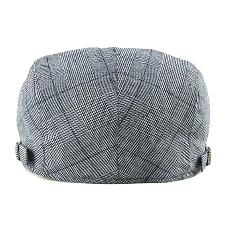 

Cotton Spring Summer Plaid Newsboy Caps Flat Peaked Cap Men and Women Painter Beret Hats 56