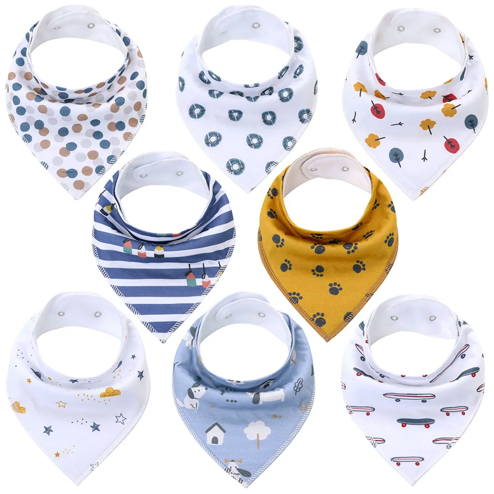 K80034 Хлопковые детские нагрудники, водонепроницаемые Слюнявчики, Абсорбирующая бандана, Слюнявчик с регулируемой защелкой, слюнявчик, полотенце, 8 упаковок, идеальный подарок - Цвет: K80034