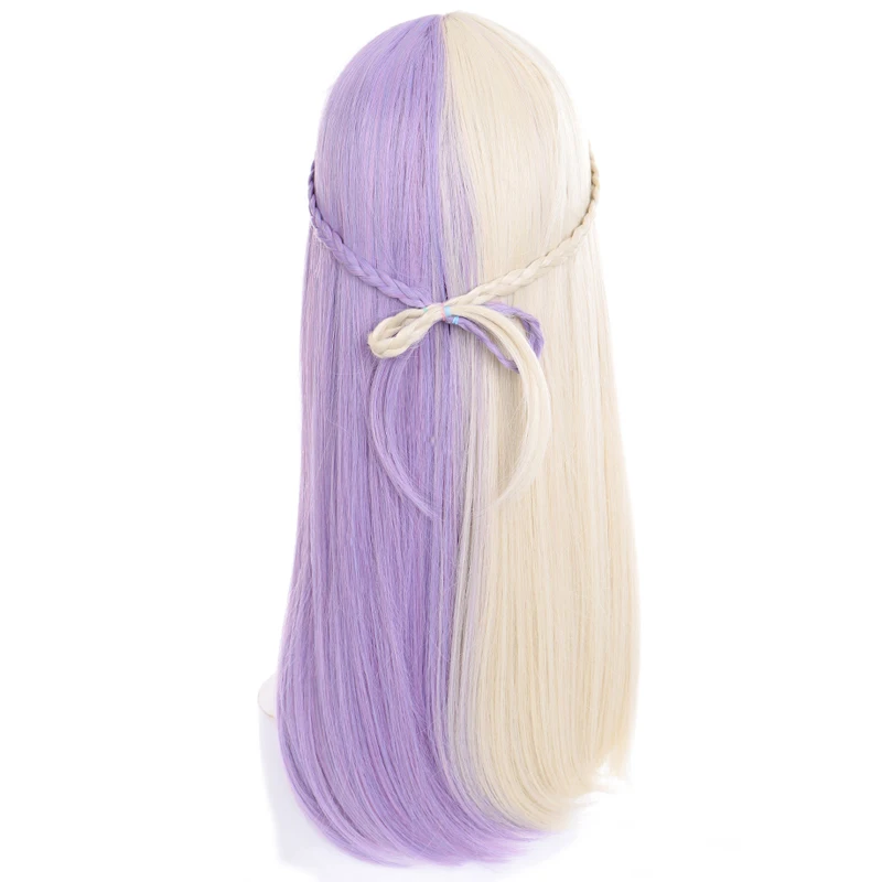 Длинные Синтетические прямые пряжки парик с взрыва светильник фиолетовый