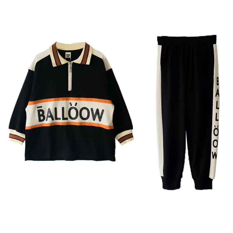 

Girls Set 2021 New Children Clothes Fashion Zipper Sweatshirt Letter Sweatpants Two-piece Kids Tracksuit Teens Suit 6 8 10 12 Y