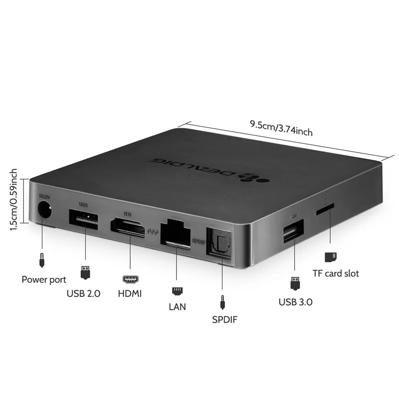 DEALDIG BOXD7 Android 7,1 Smart tv Box 6K Allwinner H6 четырехъядерный телеприставка 2 Гб DDR4 16 Гб 1000 м 2,4 г/5,8 Г WiFi медиаплеер