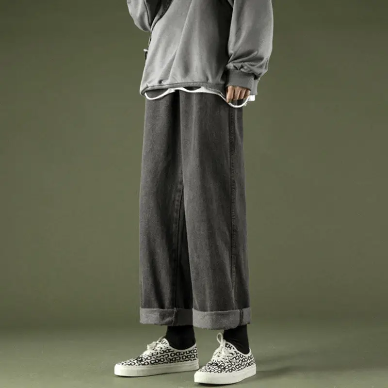 

2021 versatile pants female student Korean loose jeans high waist show thin daddy wide leg straight tube spring new style