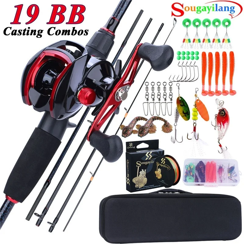 Sougayilang портативный литой Рыболовный набор с 5 секциями портативной удочкой и 18 + 1BB