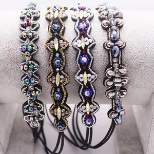 Женская этническая повязка на голову с бусинами и цветами