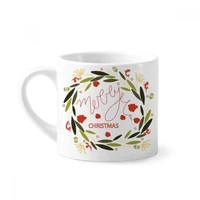 christmas colorful garland leaf illustration mini coffee mug white pottery ceramic cup with handle 6oz gift
