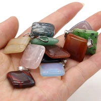 2pcslot natural agates stone pendant charms square pendant for women making diy jewelry necklace pendant size 25x25mm