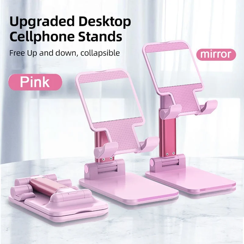 foldable metal desktop phone stand holder adjustable alloy portable ergonomic design mobile phone anti skid pads holder free global shipping