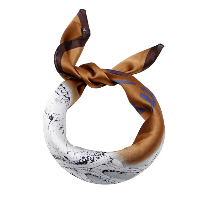 

Многоцелевой женский Шелковый саржевый шарф с принтом колец, 2020 70x70, атласный квадратный ободок для волос, женский платок, платок для полоте...