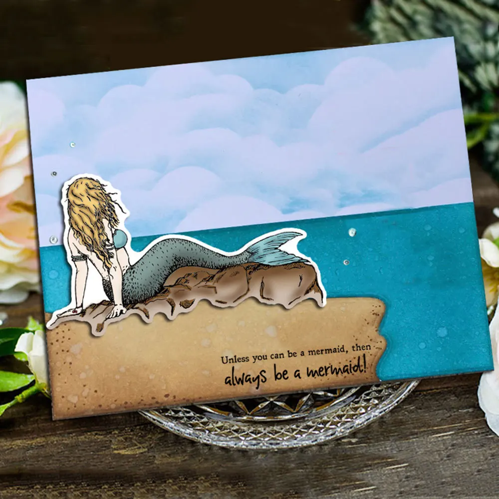 Русалка парус морской прозрачный силиконовый штамп и штампы DIY Скрапбукинг фото