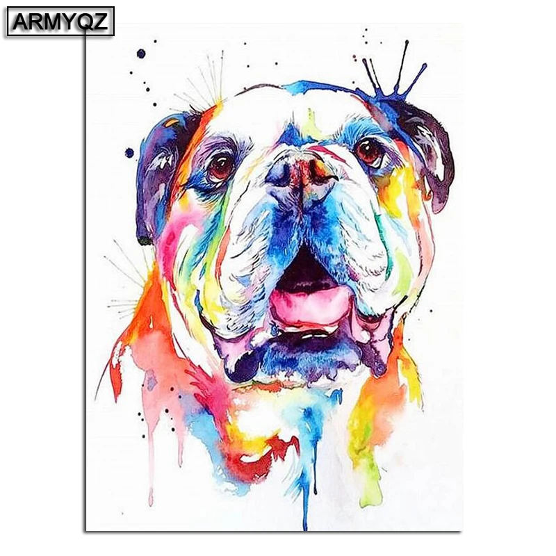 5d алмазная живопись полная выкладка яркие бриллиантовые картины в виде бульдога