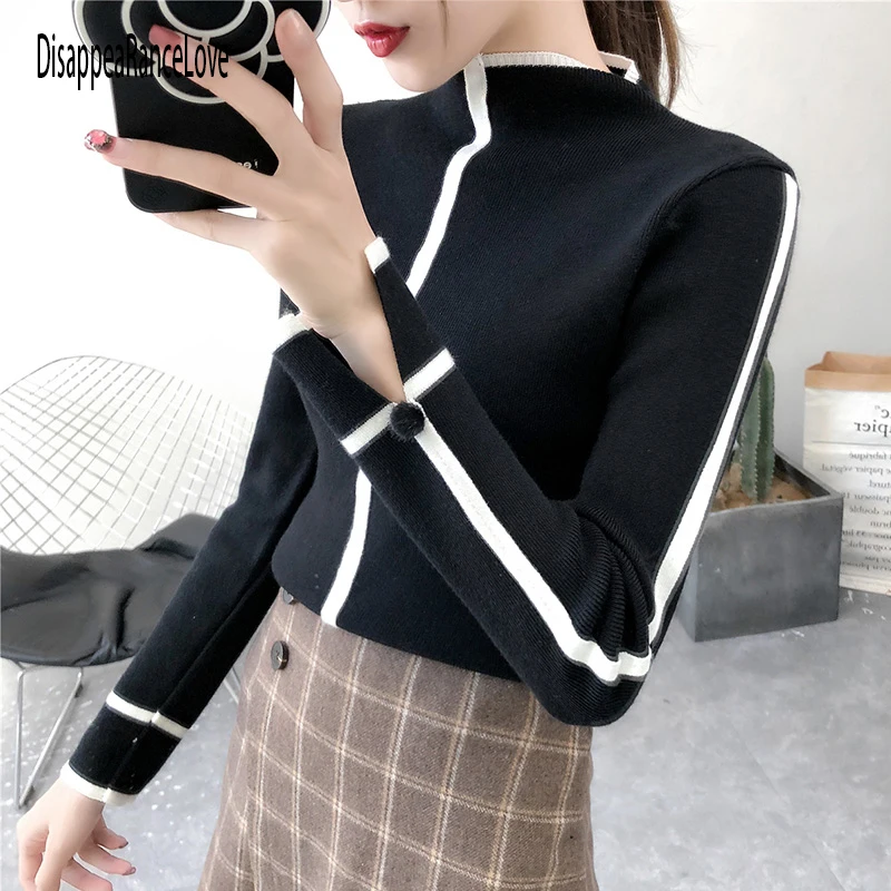 

DisappeaRanceLove Women Turtleneck Pullover Sweater Soft Jumper Long Sleeve Autumn Winter 2022 Warm Thick Slim Fit Tops