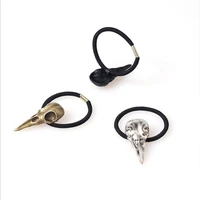 punk gothic women girls hair tie rope rubber bands raven skull elastic ponytail holders hairband hair accessories