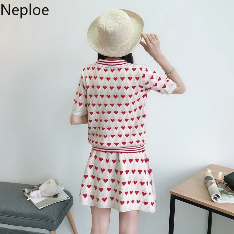 Neploe элегантный комплект из 2 предметов вязаный женский с принтом в виде сердца