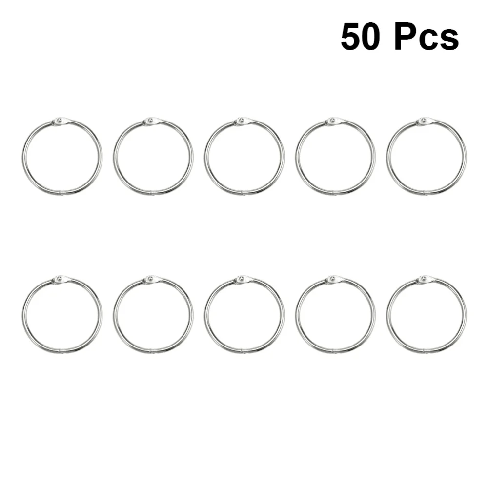

50pcs Loose Leaf Binder Rings Metal Scrapbooking Book Ring Keychain Clip Holder for Photo Paper Organization(Inner Diameter:25mm