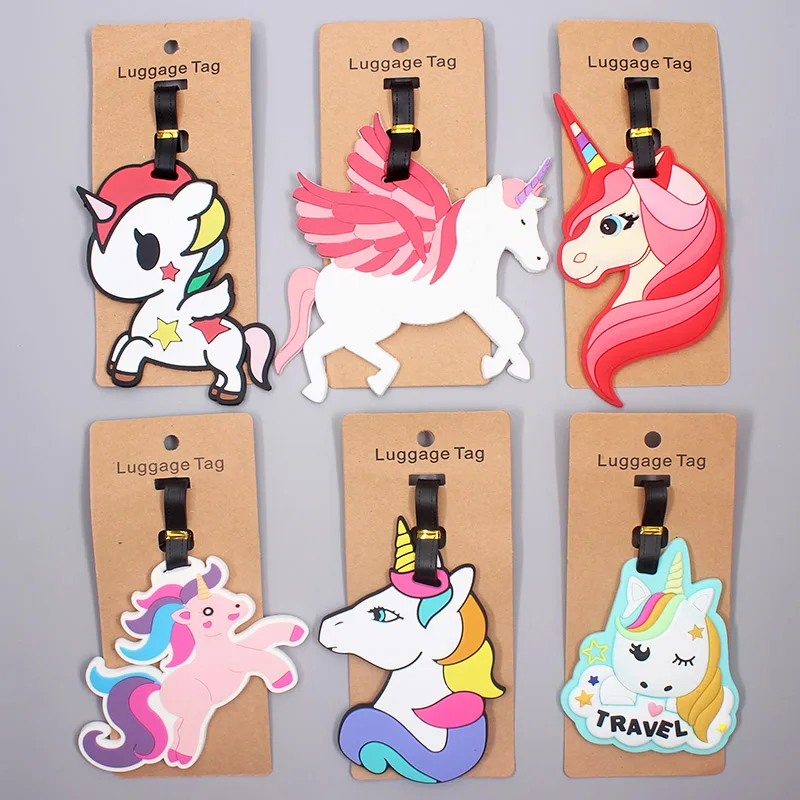 Travel Accessories Cute Unicorns Animals Luggage Tag Silica Gel Suitcase ID Addres Holder Baggage Boarding Tag Portable Label