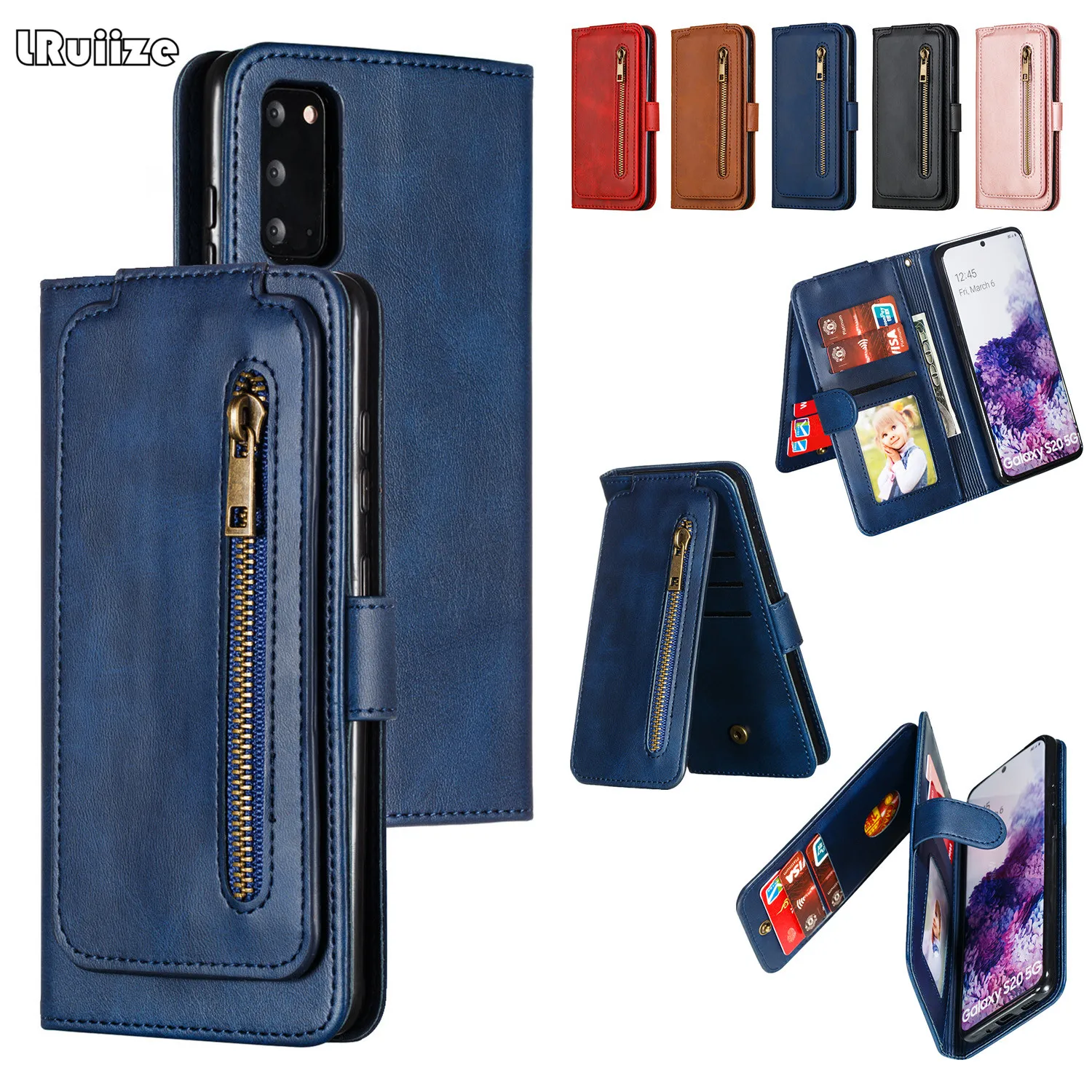 Кожаный чехол с 9 отделениями для карт Samsung Galaxy S20 plus ultra 5G S10 lite s9 S8 S7 edge Note10 pro