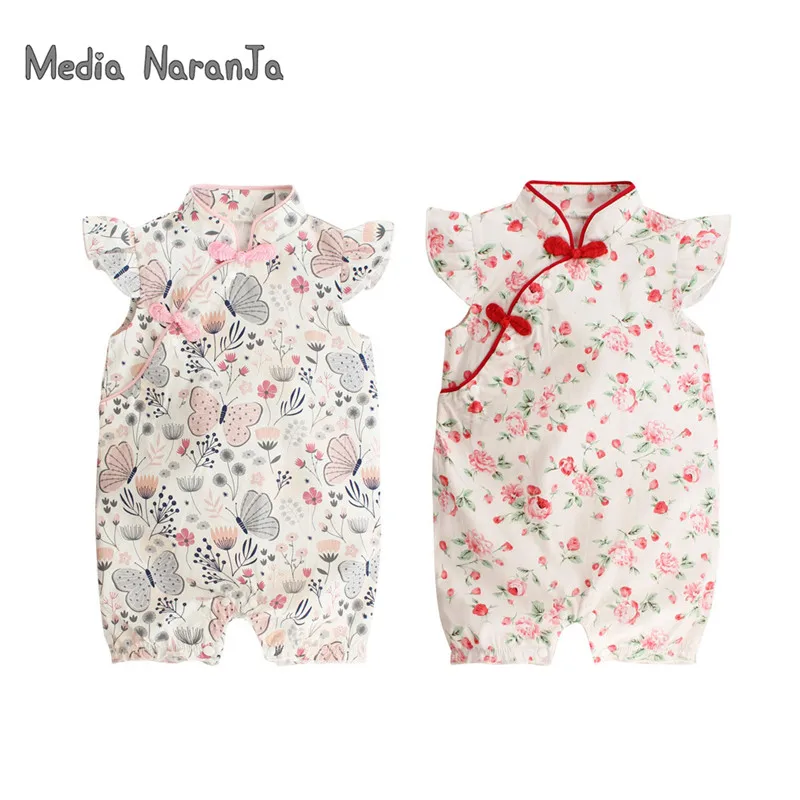 

Комбинезон для девочек, в китайском стиле, с летящим рукавом, весна-лето