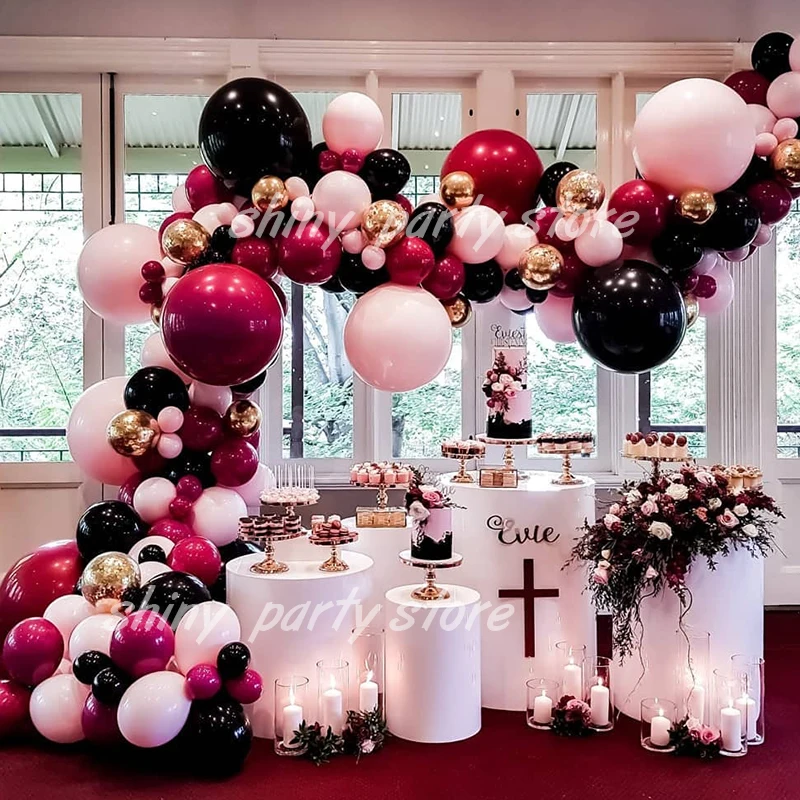 Гирлянда с черными и белыми воздушными шарами большие шары цвет Коричный