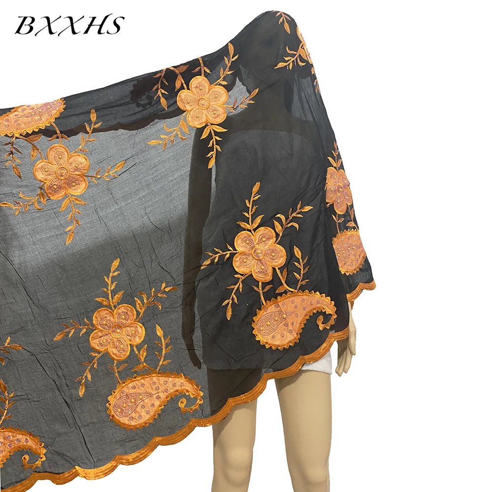 

African Women Hijab Scarf New Color Diamond Shawl Fashion Embroidered Cotton Soft Headscarf Muslim Women Wedding Party BX-033