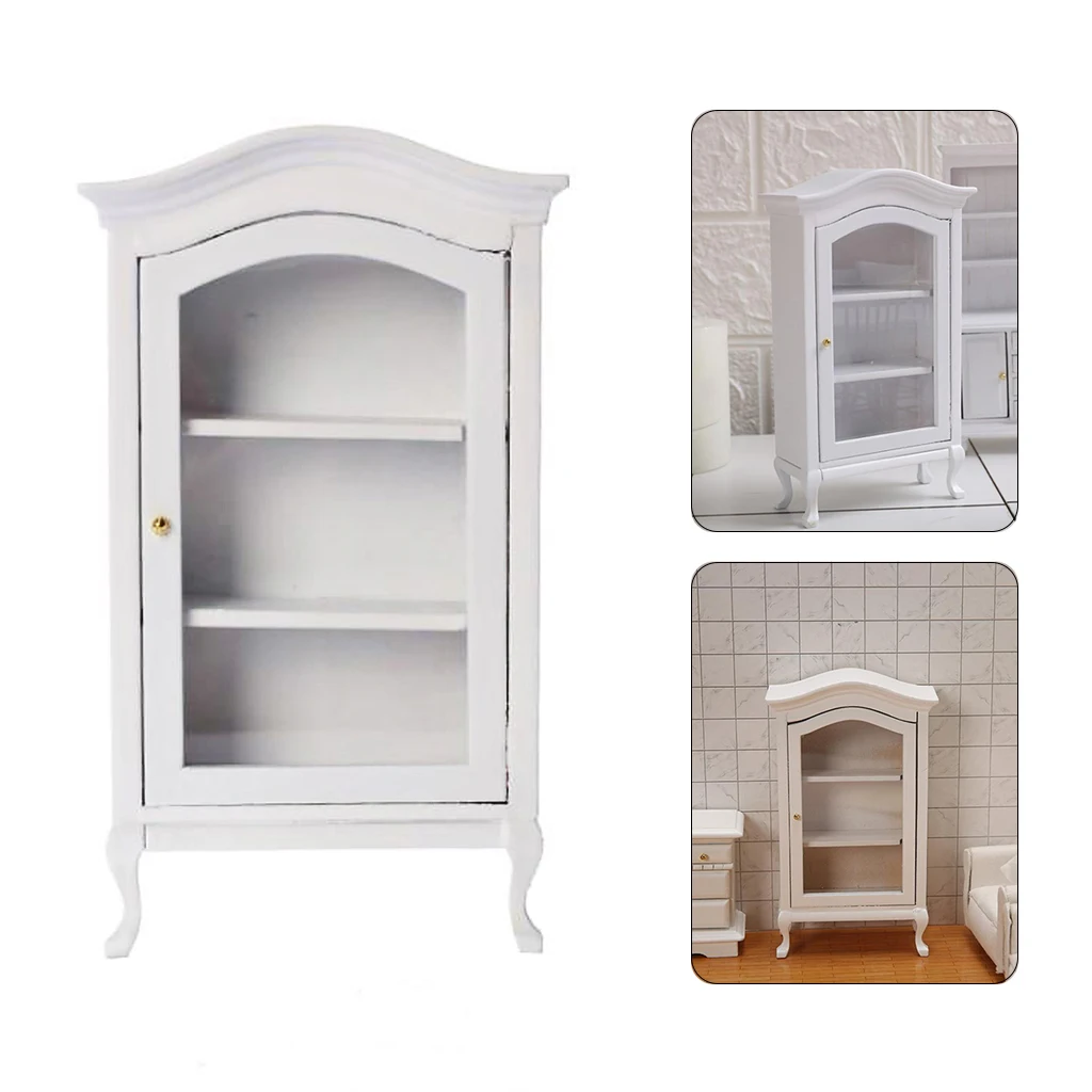 

1/12 Dollhouse Miniature Toy Mini Kitchen Wine Cabinet Model Doll House Decorative Prop White