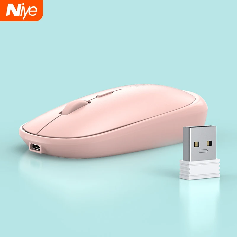 Беспроводная игровая мышь Pink Mouse бесшумная 2 4 ГГц перезаряжаемая для