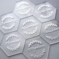 clear acrylic place cards for wedding blank hexagon table seating cards acrylic escort plates name card parties guest name tag