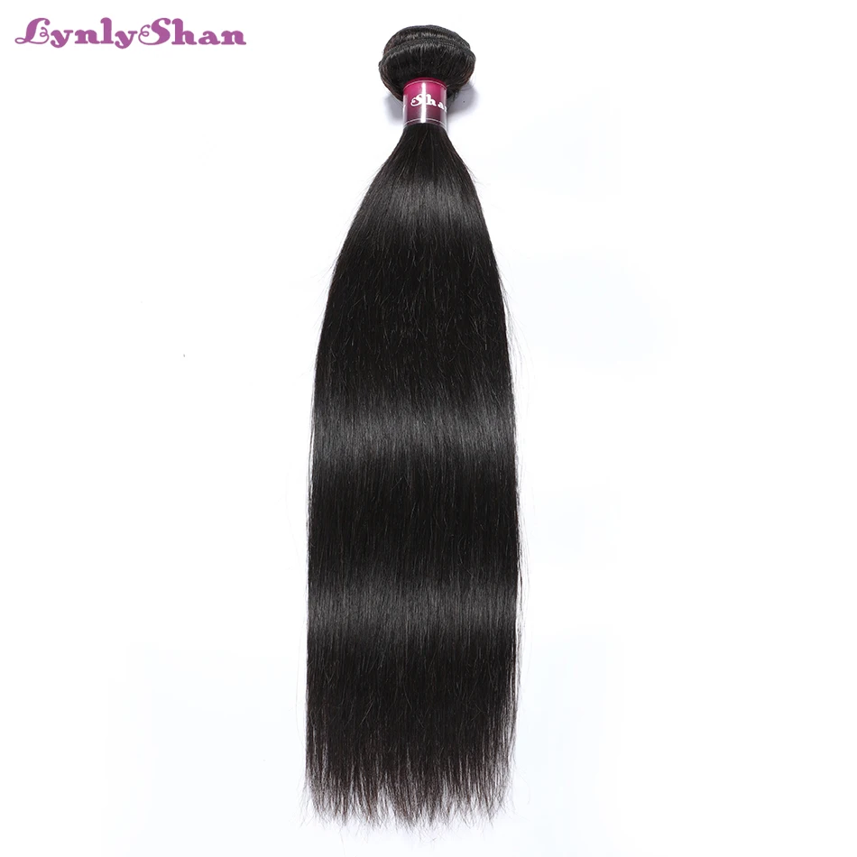 Lynlyshan человеческие волосы бразильские прямые пучки с закрытием Remy натуральный