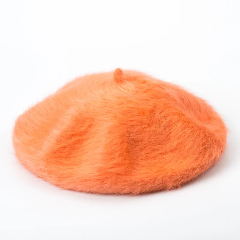 

New Rabbit Hair Beret for Autumn and Winter 2019,Warm and Thick Lady Rabbit Hair Painter's Cap wool beret
