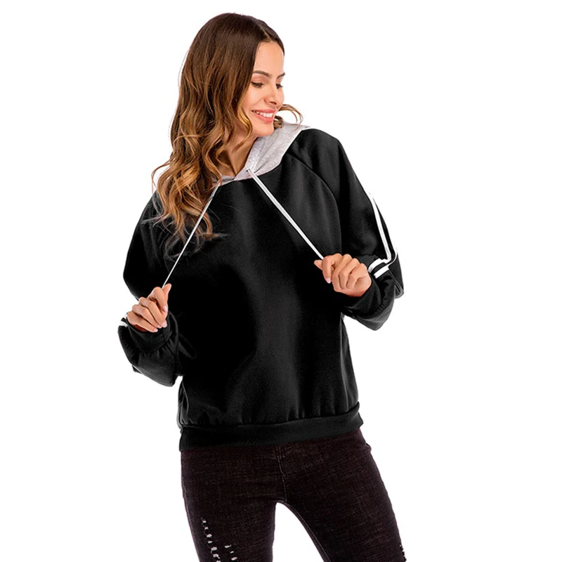 Женский свитшот с капюшоном Свободный пуловер длинным рукавом большие