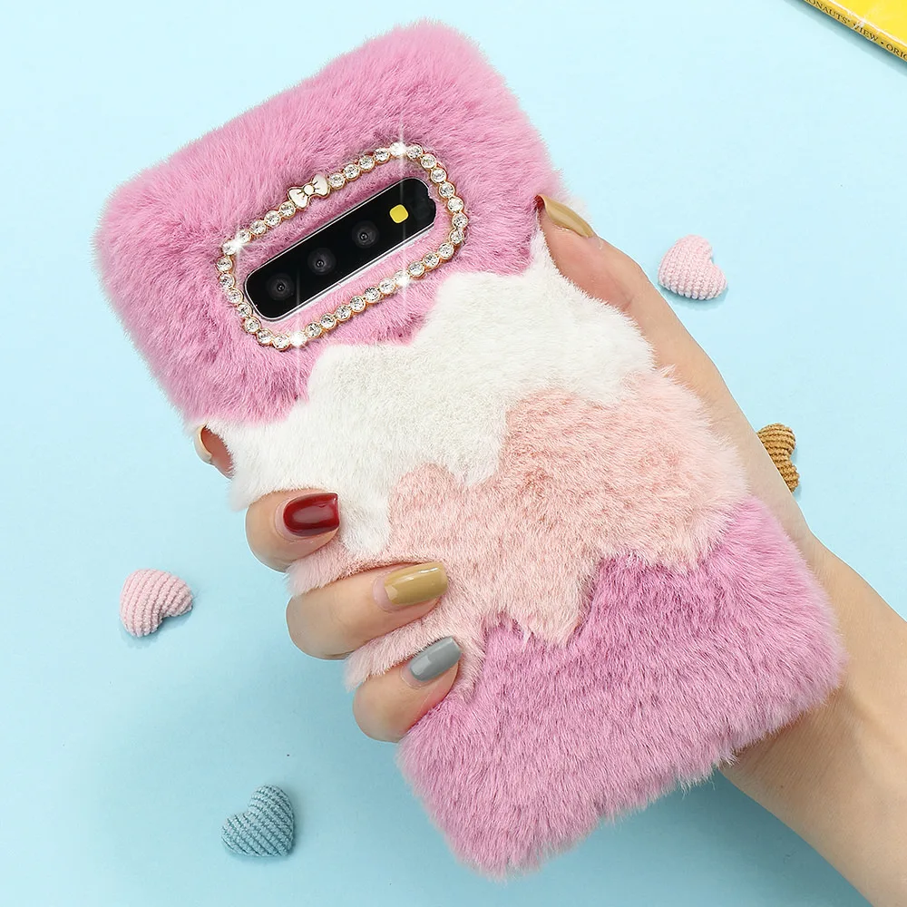 Fur Winter Warm Soft TPU Case for Samsung Galaxy S20 Ultra S10e S10 S7 Edge Note 9 8 S9 S8 Plus Plush Rabbit Phone Cover | Мобильные