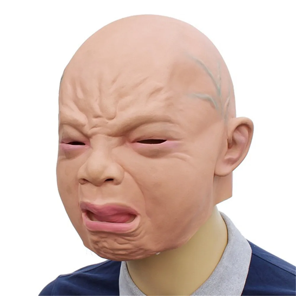 

Poor sad boy crying latex mask masquerade Halloween full face mask toy new year party decoration prop funny headdress