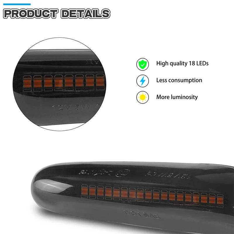 Автомобильный светодиодный динамический боковой маркер указатель поворота