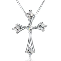 s925 sterling silver necklace crystal cross necklace christ religion pendant necklace