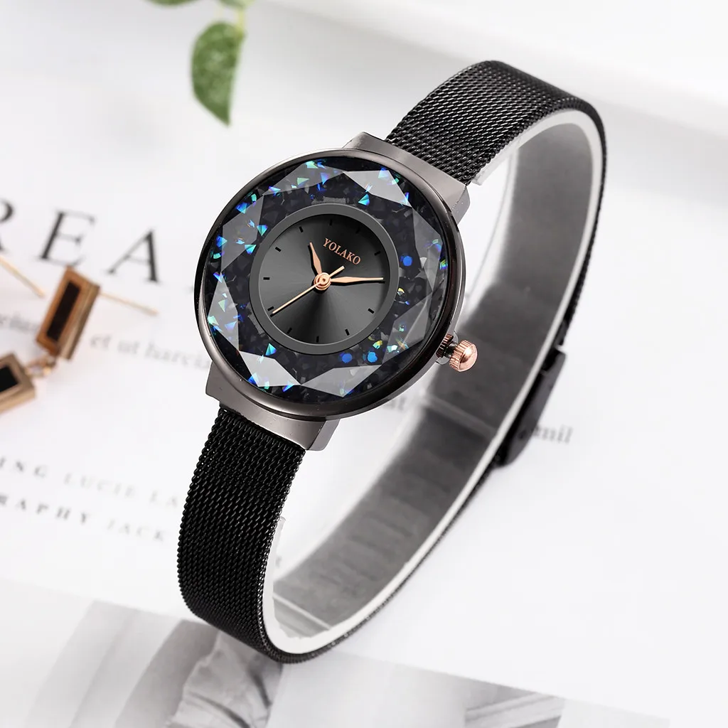 

Womens Watch Relgio menina Rhinestone Colorful Steel belt watch Casual Quartz New Strap Watch Analog Wrist Clock YE1