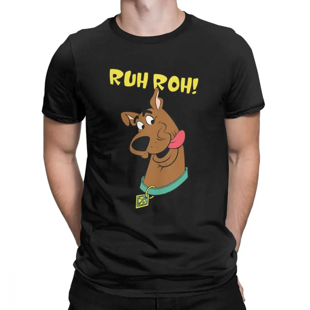 Хлопок Для мужчин футболки Скуби-Ruh Roh Для мужчин футболка забавная футболка с круглым вырезом футболки Летние Футболки - Цвет: Черный