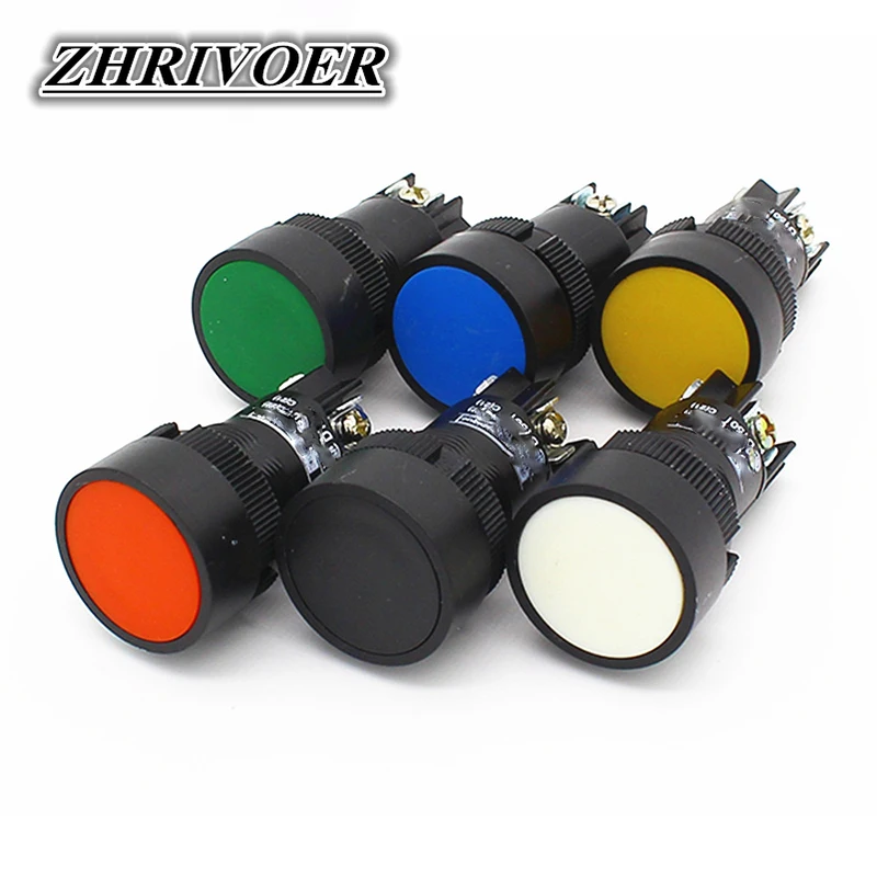 1 шт. 22 мм Мгновенный кнопочный переключатель красные зеленые синие желтые черный