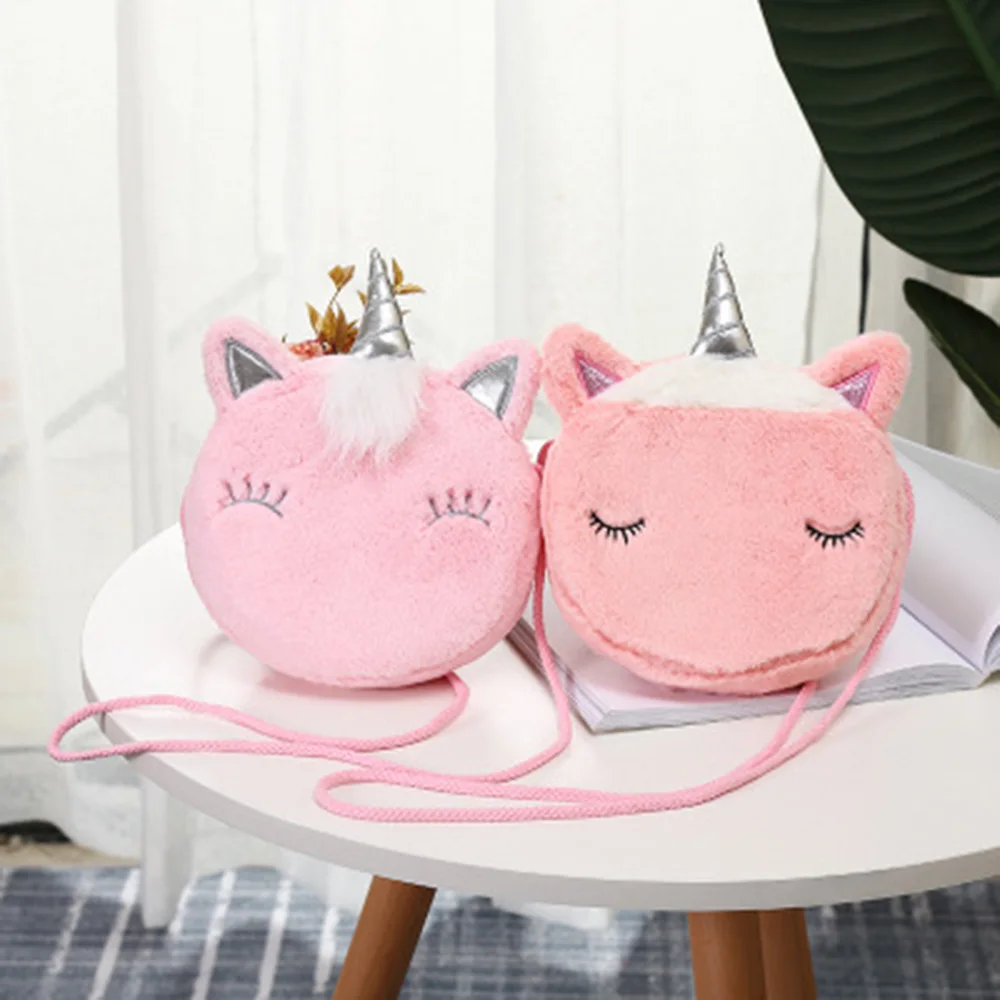 

Cartoon Unicorn Shoulder Bag Women Corduroy Square Belt Phone Purse Travel Fur Crossbody Bag Gift Wholesale Price